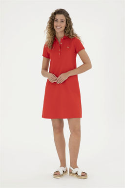 Женское красное трикотажное платье - U.s. polo assn фото 4