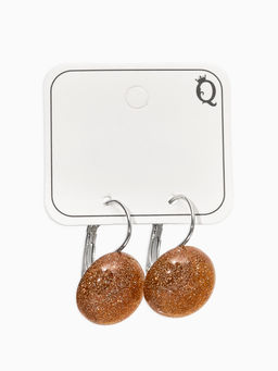 Серьги пластик "Таблетка" блёстка, цвет золотой в серебре