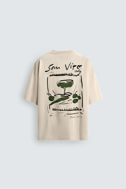 CAMISETA TEXTOS ESTAMPADOS / Crudo / Beige