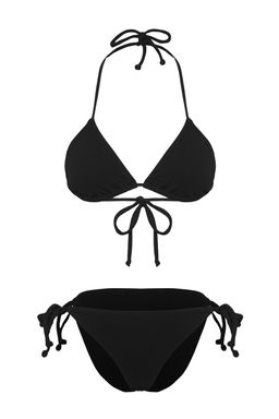 TRENDYOLMILLA Siyah Ucgen Dokulu Regular Bikini Tak?m? TBESS25BT00153  фото 6