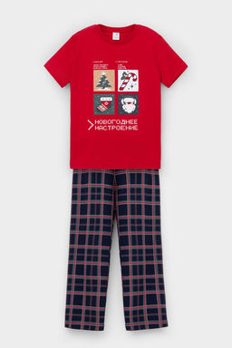 Crockid _ К 1599/кармин,шотландская клетка пижама дет  фото 2