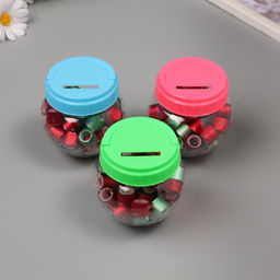 Клейкая лента пластик в банке «Глори. Красный, зелёный», набор 40 шт., 1.2 см, дл.0.9 м, 7×7×9 см