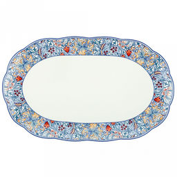 "Династия" Блюдо овальное фарфоровое 286х176х19мм, фигурное, с деколью, отводка, в коробке (Китай)