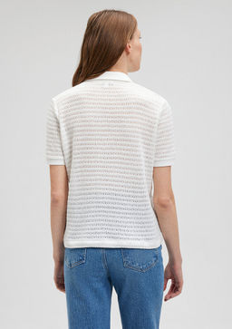 Beyaz Polo Tisort - Mavi фото 4