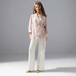 Рубашка комбинированный с кружевом, Нежный вздох - Charutti фото 16