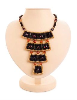 Стильное колье из бисера и янтаря Лукоморье в тёмном оттенке - Амберхолл фото 7