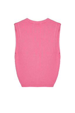 Pembe Premium Iplik / Ozel Iplik Crop Triko Yelek TWOSS24BZ00258