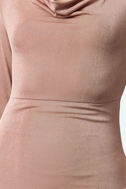 Vizon Degaje Yaka Bodycone/Vucuda Oturan Duz Orme Elbise TWOAW25EL00316