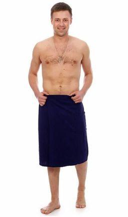 Килт мужской для бани и сауны ТЕМНО-СИНИЙ махровый хлопок 100% - Лен поволжья фото 3