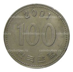 Монета 100 вон 2001 года Южная Корея
