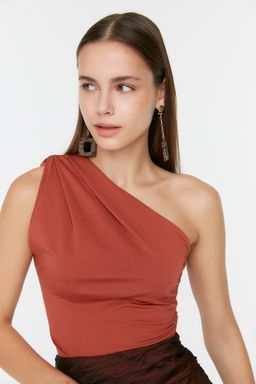 Tarc?n Asimetrik Yakal? Alttan C?tc?tl? Esnek Orme Body TWOSS22BD00014