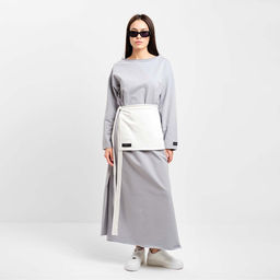 Платье женское миди с разрезом MIST, серое, размер 46-48 (L-XL)