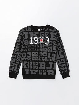 Bisiklet Yaka Be?ikta? Bask?l? Erkek ?ocuk Sweatshirt