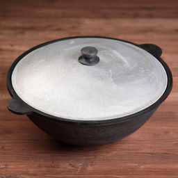 Казан Шафран, 8 л, круглое дно, алюминиевая крышка, чугун