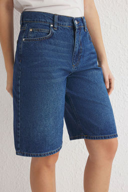 TRENDYOLMILLA Siyah Yuksek Bel Denim Bermuda TWOSS25SR00017  фото 3