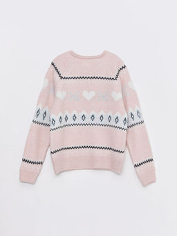 Bisiklet Yaka Desenli Uzun Kollu K?z ?ocuk Triko Kazak - Waikiki фото 2