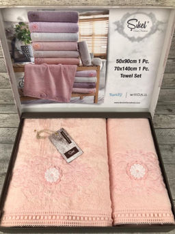Набор полотенец SIKEL из 2-х предметов (50*90 и 70*140) FERFORJE 3D SOMON персик