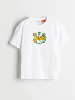 Bisiklet Yaka Ninja Kaplumba?alar Bask?l? K?sa Kollu Erkek ?ocuk Ti??rt