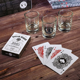 Подарочный набор Крутой мужик, рюмки и карты - Дорого внимание фото 2