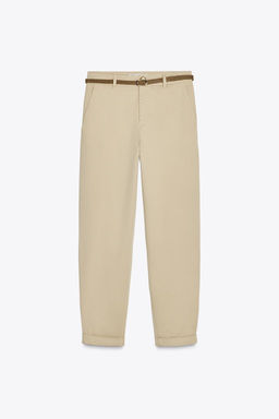CHINO TROUSERS WITH BRAIDED BELT - Zara фото 13