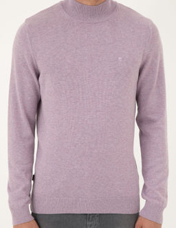 Lila Melanj Slim Fit Yar_m Bal_k__ Yaka Basic Triko Kazak - Pierre cardin фото 6