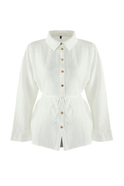 TRENDYOLMILLA Mercan Dokuma %100 Keten Baglamal? Plaj Gomlek TBESS25GO00015  фото 26