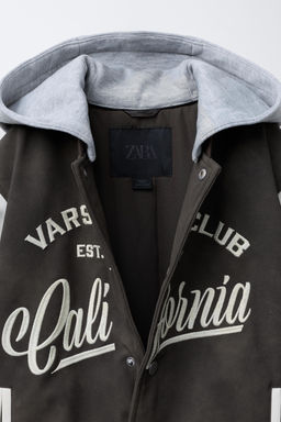 BOMBER JACKET WITH HOODIE AND FAUX LEATHER SLEEVES - Zara фото 8