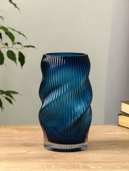Ваза «Ванесса», волны, 24×12 см, стекло, синяя