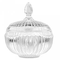 Конфетница стеклянная "Пралине" 900мл, д16см, h8,8см, общая h18,2см, основание д6,7см, с крышкой, под хрусталь, в коробке (Китай)
