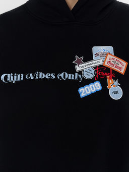 Теплое худи женское черное с начесом