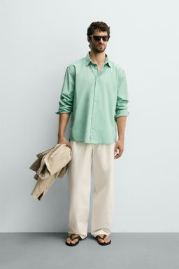 CAMISA LAVADA REGULAR FIT / verde lavado