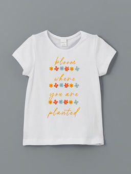 Bisiklet Yaka Bask?l? K?z ?ocuk Ti??rt ve ?ort 2li