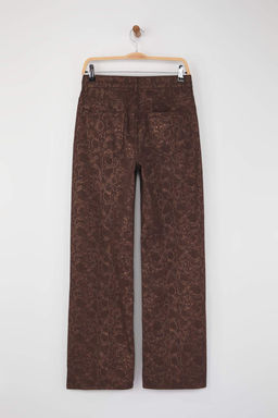 Kahverengi Y?lan Desenli Yuksek Bel Wide Leg Jeans TWOAW26JE00153