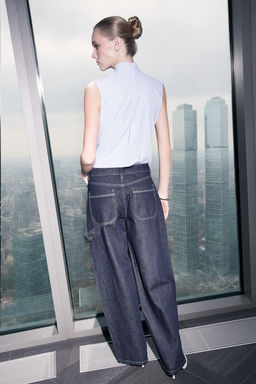 Koyu Mavi Cep Detayl? Yuksek Bel Wide Leg Jeans TWOSS26JE00026 - Trendyolmilla фото 5