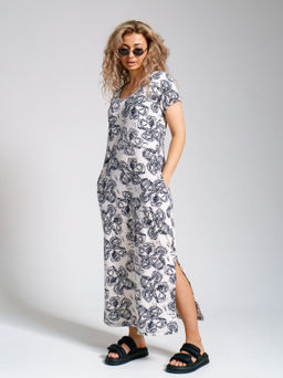 643 Платье "Цветы/молочный"