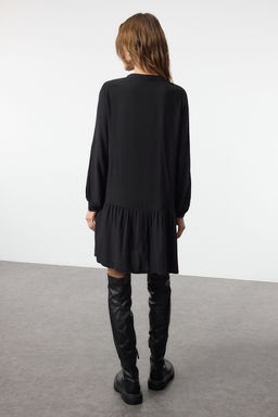 Siyah Mini Kal?n Viskon Dokuma Gomlek Elbise TWOAW25EL00571 - Trendyolmilla фото 5