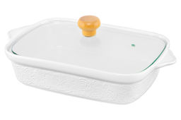 Блюдо д/зап и серв 30*18*13 см 1,1 л Розы прямоуг + стекл крышка на дер подставке - Elan gallery фото 28