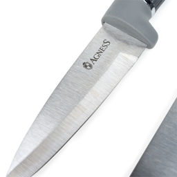 НАБОР AGNESS ИЗ 10ПР: 5 НОЖЕЙ, 4 ДОСКИ И ПОДСТАВКА, ЦВЕТ: ЧЕРНО-СЕРЫЙ  фото 3