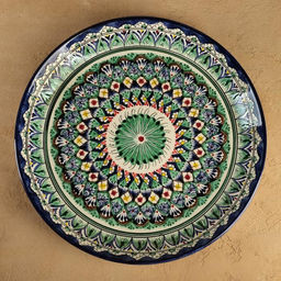 Ляган узбекский Риштанская керамика «Узоры», для плова, d=36 см, синий