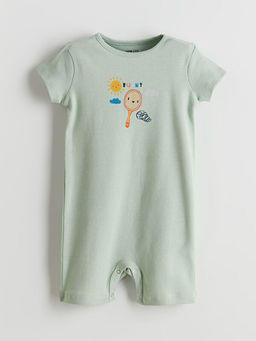 Bisiklet Yaka Bask?l? Erkek Bebek Tulum