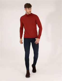 Kiremit Slim Fit Bal_k__ Yaka Y_n Kar___ml_ Basic Triko Kazak - Pierre cardin фото 3