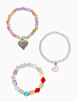 Цена за 2 шт. Браслеты детские «Выбражулька. Сердца и бусинки», набор 3 шт. цветной