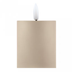 Свеча интерьерная, светодиодная на батарейках д6см h7,5(10)см, свет теплый, с мерцанием, матовый пластик, цвет бежевый, питание от 2-х батареек ААА (в комплект не входят) (Китай)