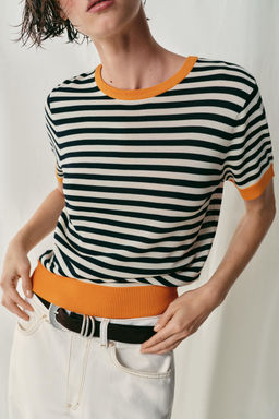 TOP PUNTO RAYAS / blanco-naranja - Zara фото 4
