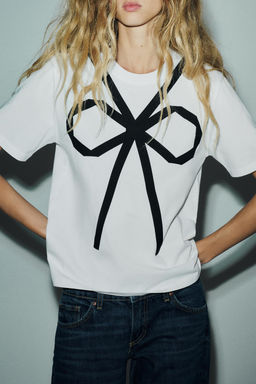 T-SHIRT WITH CONTRAST BOW - Zara фото 10