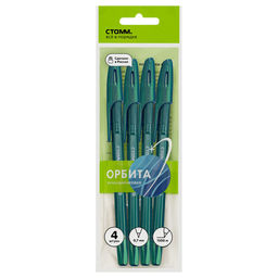 Набор ручек шар. "СТАММ Орбита 100" 4шт., синие (РШ-32391-4) 0.7мм, корпус хамелеон