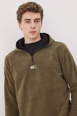 Haki Slim/Dar Kesim Polar Fermuarl? Kapusonlu Sweatshirt TMNAW26SW00064 - Trendyolmilla фото 2