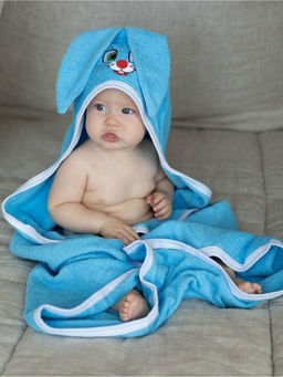 Уголок махровый детский Ушастик-БИРЮЗА 95*95 см. хлопок 100%