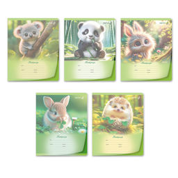 "Светоч" Т191 Тетрадь ученическая школьная пластик. прозр. обложкой 180 мкм., цвет.запечат.титул лист A5 24 л. на скобе 65 г/кв.м , белизна 100 % 15 шт. линия 01465 Ребятам о зверятах