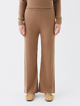 Beli Lastikli D?z Geni? Pa?a Kad?n Triko Pantolon